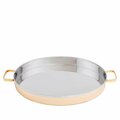 Old Dutch International International 12 in. Two-Ply Hammered Round Tray with Brass Handles - Solid Coper & Stainless Steel 2P457H